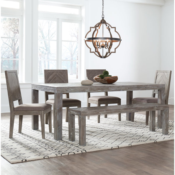 Bourgoin 6 piece drop shop leaf solid wood dining set